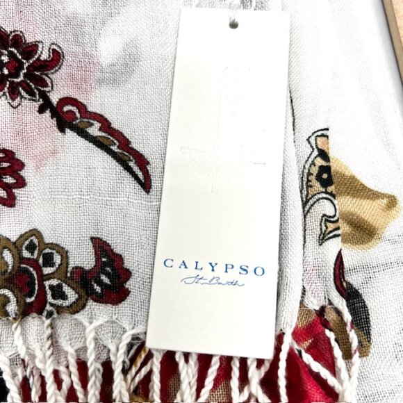 CALYPSO ST. BARTH  Soft Cotton Cashmere Pink White Scarf Wrap Fring 80"x 56(50 - Picture 2 of 8